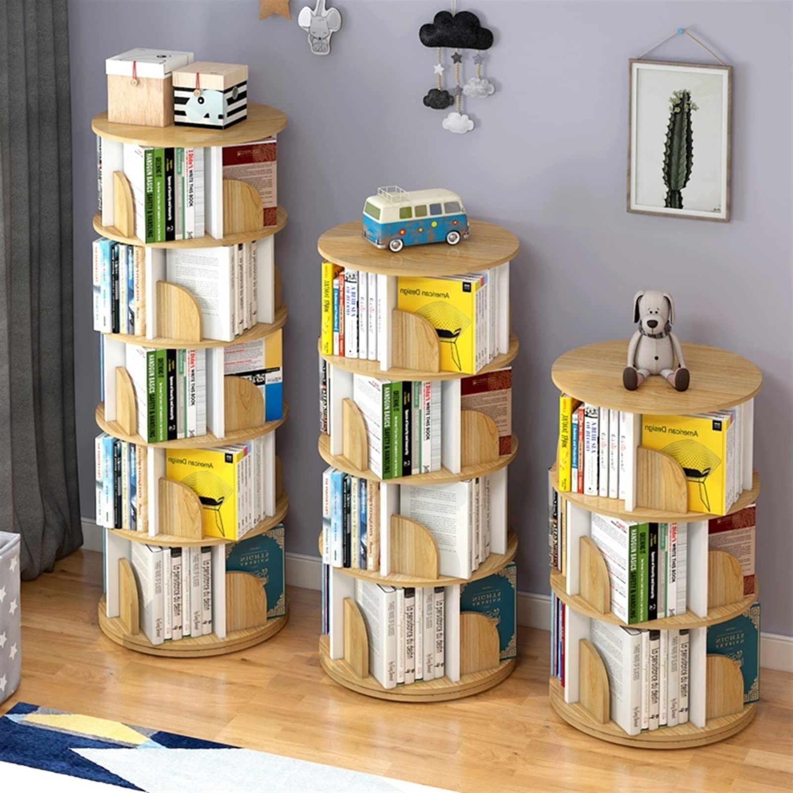 Drehbares Bücherregal Bücherregal Für Kinder Kreatives Um 360 ° Drehbares Bücherregal Schlafzimmer Wohnzimmer Bibliothek Drehbares Bücherregal (Color : Bianca, S : 4 layers(46 * 120cm))