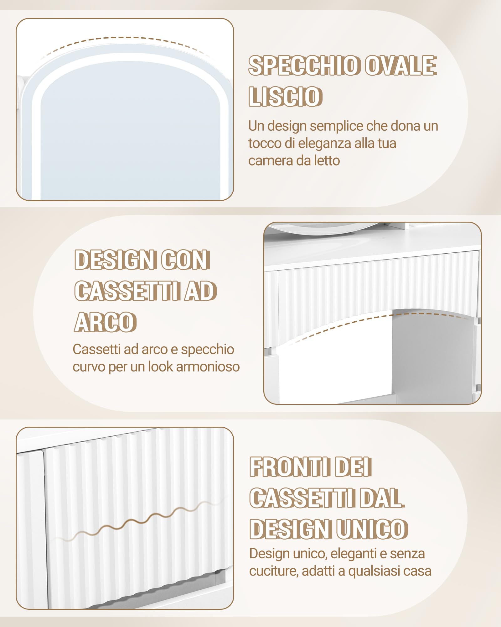 Hzuaneri 108 cm Toeletta Trucco, Postazione Trucco con Grande Specchio HD, Ciabatta Multipresa, Illuminazione a LED, 9 Cassetti, 11 Spazio di Archiviazione, per Camera da Letto, Bianco 1180103XEU
