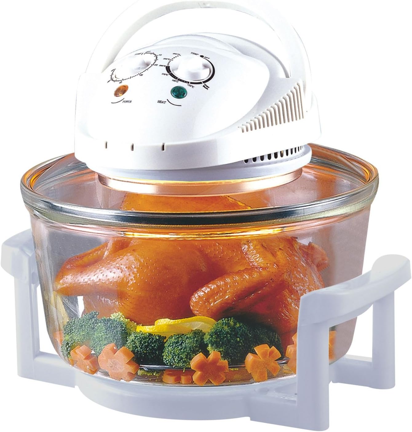 Sentik 12 Litre Premium 1300W White Halogen Oven Cooker + FREE High Rack, Low Rack & Tongs