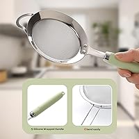 Vista 6 de Coladores de acero inoxidable, tamiz de malla fina, tamiz para hornear, colador de metal, pequeños coladores y coladores para cocina, colador