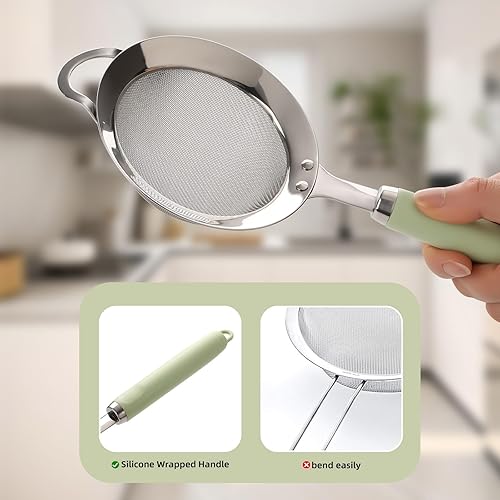 Miniatura 6 de Coladores de acero inoxidable, tamiz de malla fina, tamiz para hornear, colador de metal, pequeños coladores y coladores para cocina, colador de