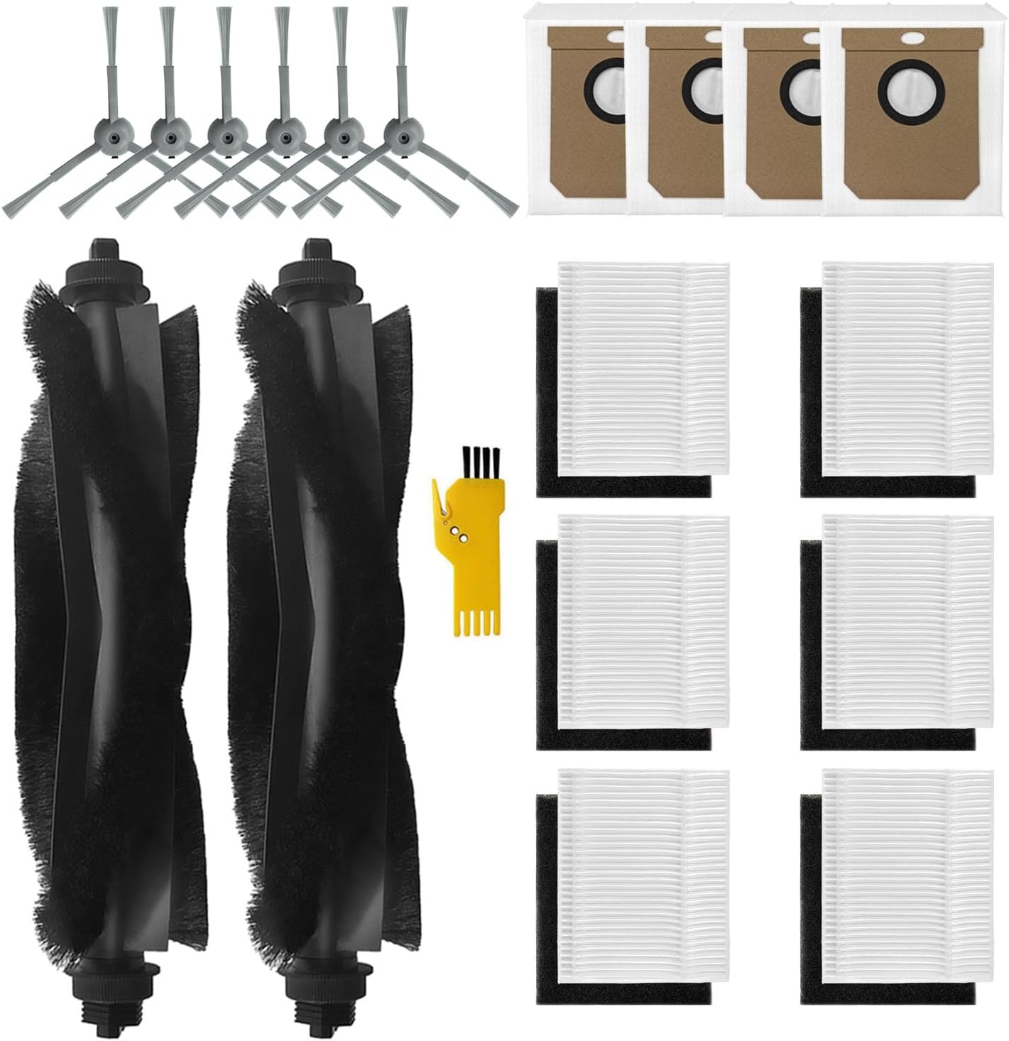Replacement Parts for eufy X10 Pro Omni Robot Vacuum Cleaner Accessories Kit 24 Packs 2 Main Brush, 4 Filters, 6 Side Brushes, 6 Mop Cloths, 6 Dust Bags