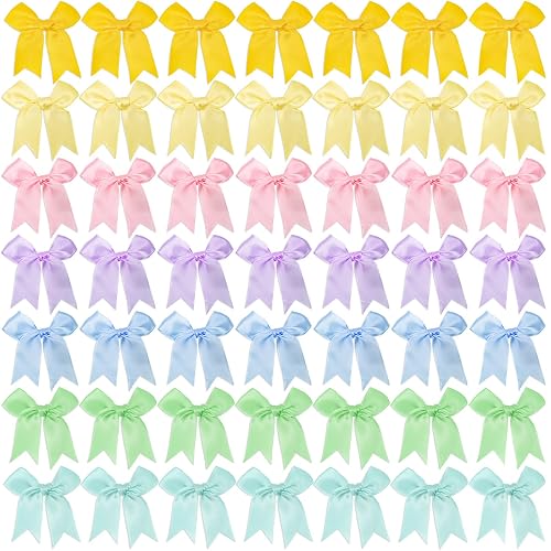 70 Pcs Pastel Satin Ribbon Bows with Twist Tie for