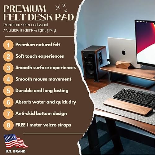 Miniatura 2 de Alfombrilla de escritorio de fieltro de alta calidad, antideslizante, alfombrilla grande para mouse para escritorio, protector de escritorio,