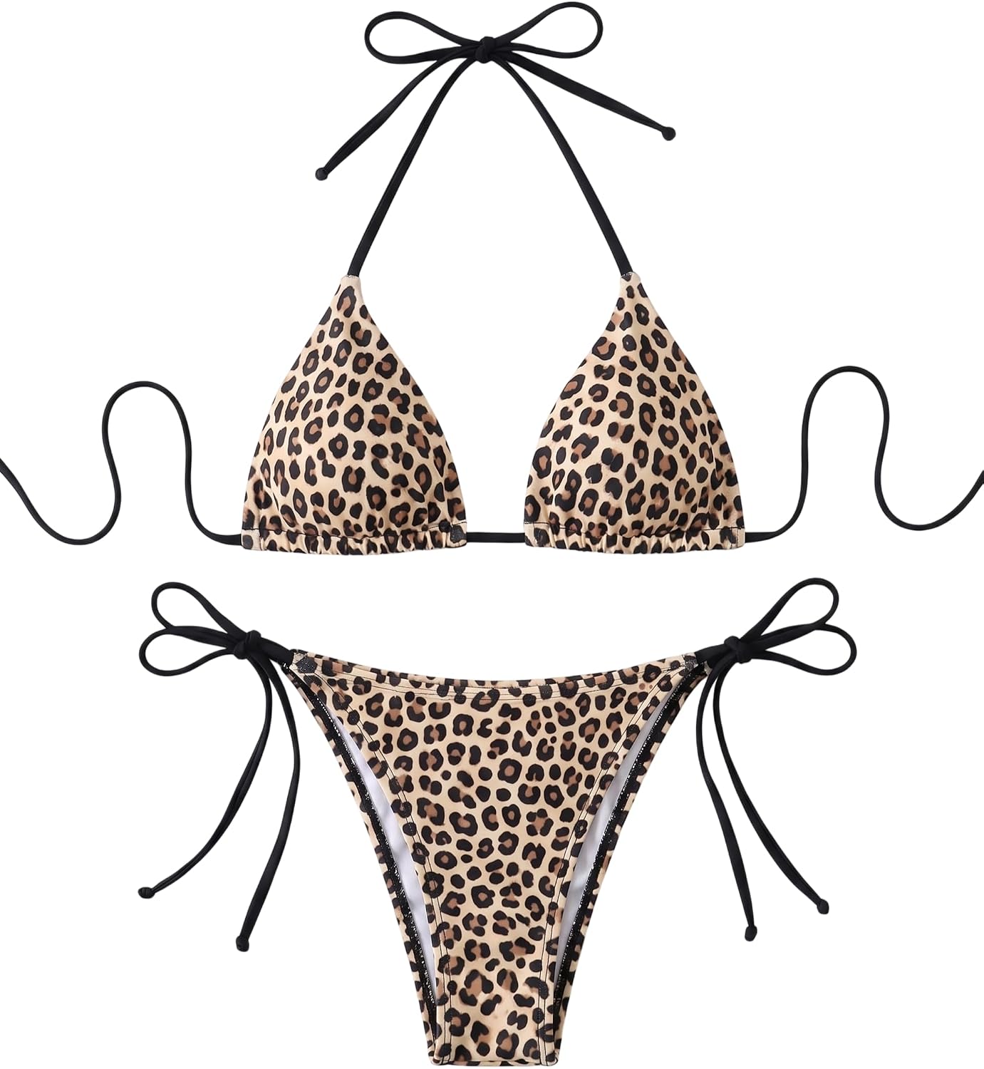 QJQ Women's 2 Piece Bikini Set Floral Boho Halter Triangle Bathing Suit Flattering Cheeky String Swimsuit 2026