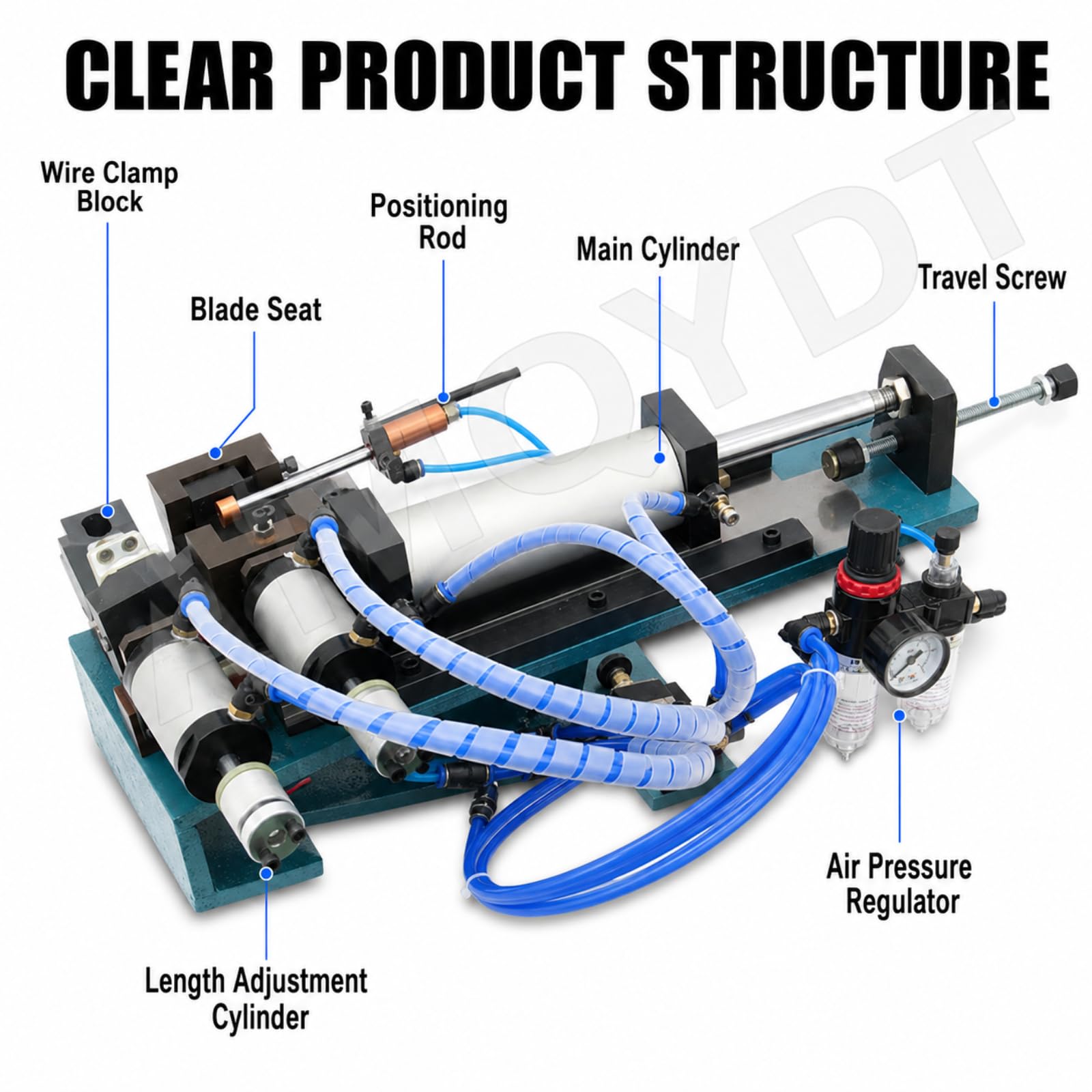 Máquina Neumática Pelacables, Máquina Manual Pelacables Neumática con Espaciado De Cuchillas Ajustable, Cilindro De Doble Efecto Y Tuerca Ajustable para Cables De Cobre Aislados.