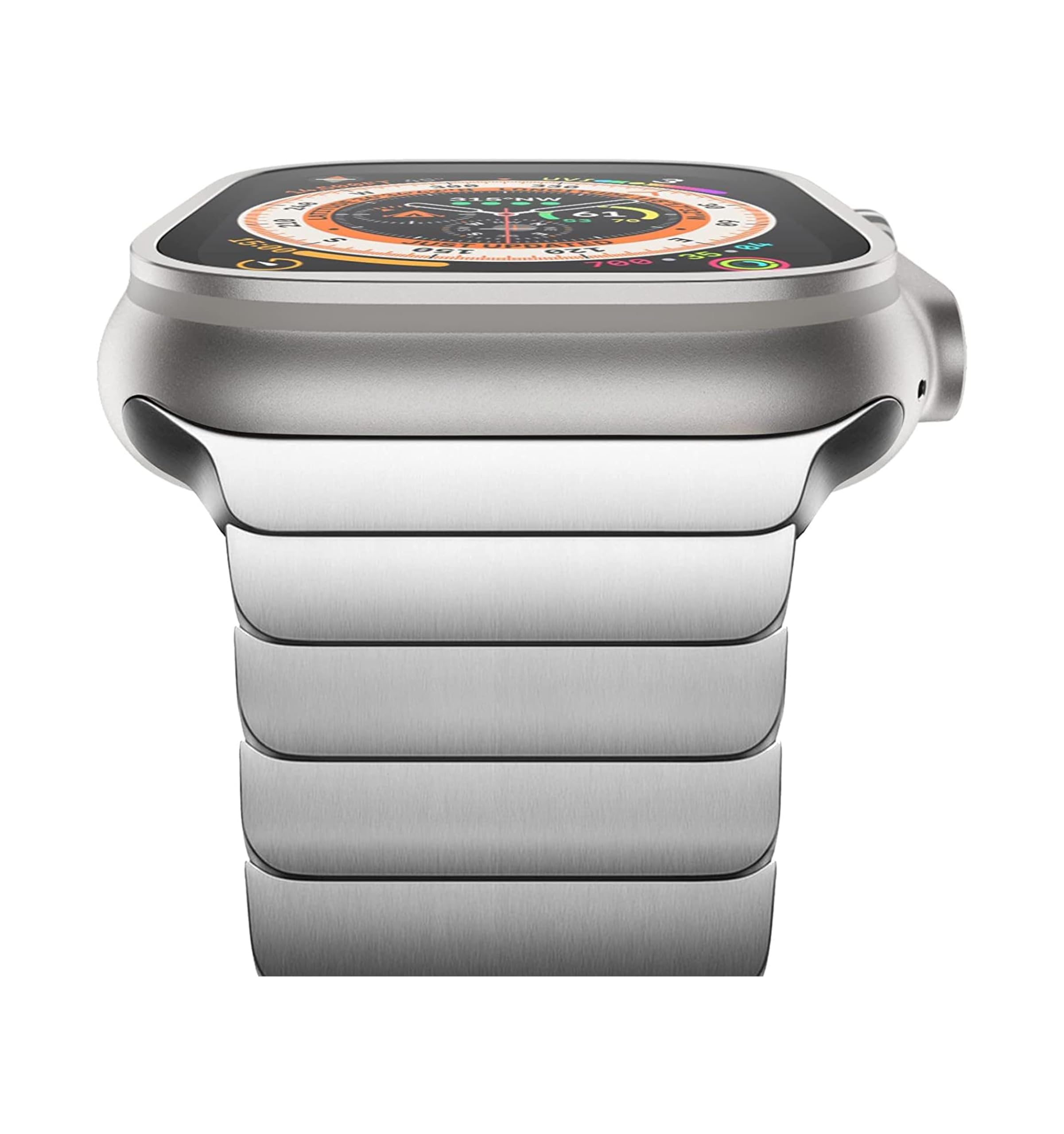 Fuelco Stainless Steel Link Band for Apple Watch – Adjustable Butterfly Clasp