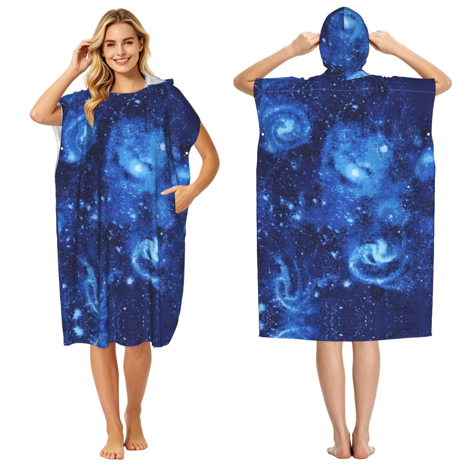Peignoir à capuche séchage rapide et léger Blue Universe pour plage