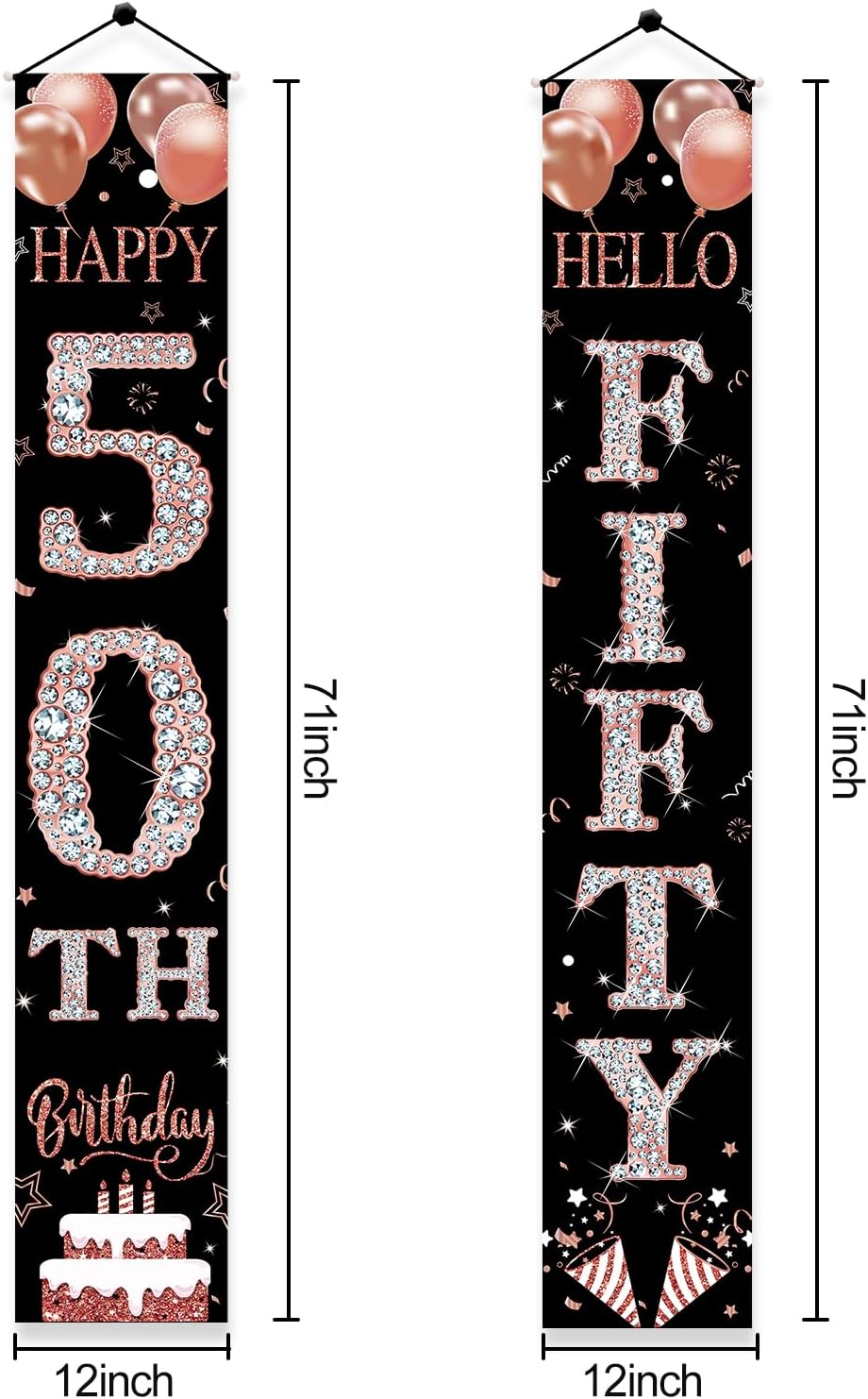 Aodocuto Black Rose Gold 50th Birthday Door Banner Decorations for Women image 2