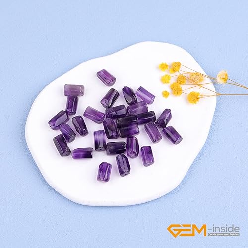 Miniatura 2 de GEM-Inside - 25 cuentas de cuarzo amatista natural de cuarzo facetadas de 0.315 x 0.472 in, cuentas de chakra para hacer joyas, hebra completa de 15
