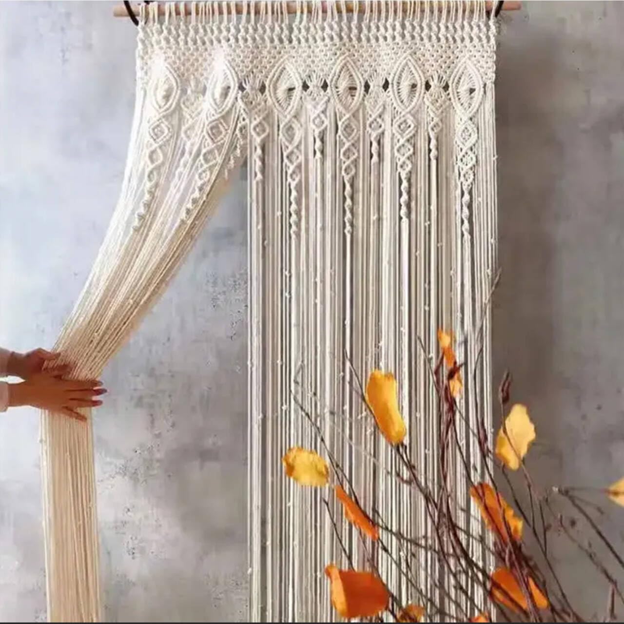 Deurgordijn macramé: boho-huwelijksachtergrond, woonkamerdecoratie - Nederland