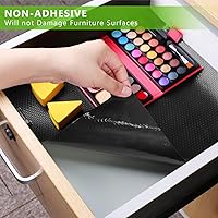 Vista 5 de WochiTV Forro para estantes de gabinetes, cajón 11.8 pulgadas x 4.9 pies, protectores impermeables de plástico EVA no adhesivo para cocina, Negro