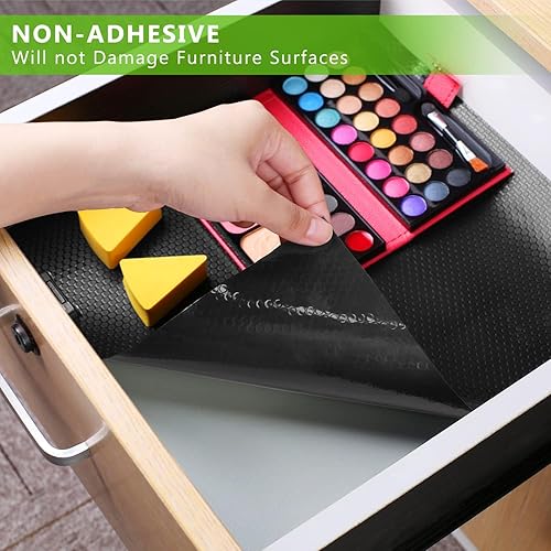 Miniatura 5 de WochiTV Forro para estantes de gabinetes, cajón 11.8 pulgadas x 4.9 pies, protectores impermeables de plástico EVA no adhesivo para cocina,