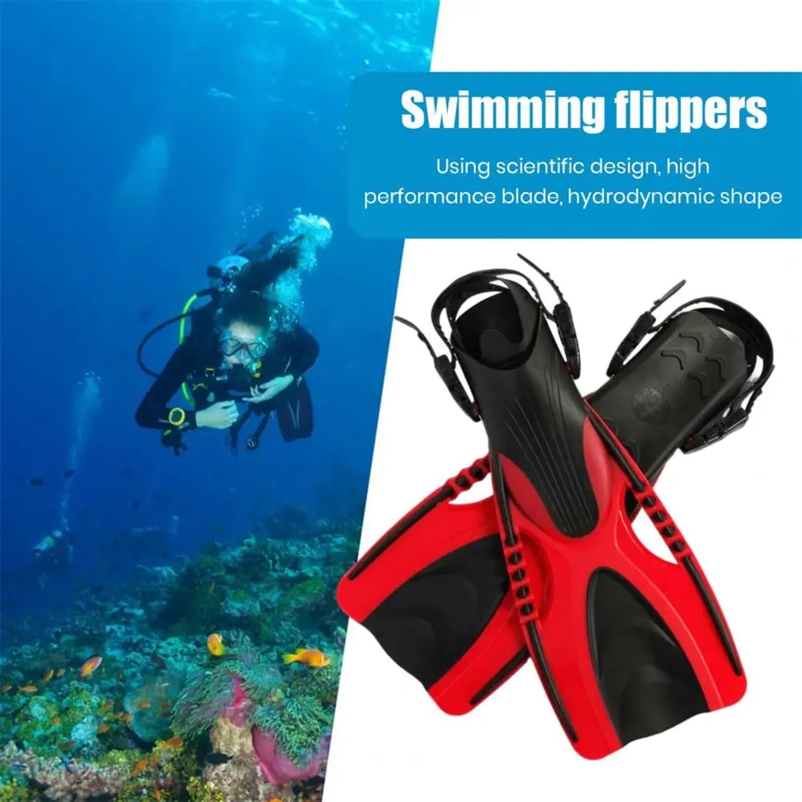 Aletas Buceo 1 par de Aletas de natación for Buceo y esnórquel, Hebillas Ajustables, talón Abierto, tamaño de Viaje, Aletas de natación Cortas y Flexibles Aletas De Buceo(Yellow,Short)