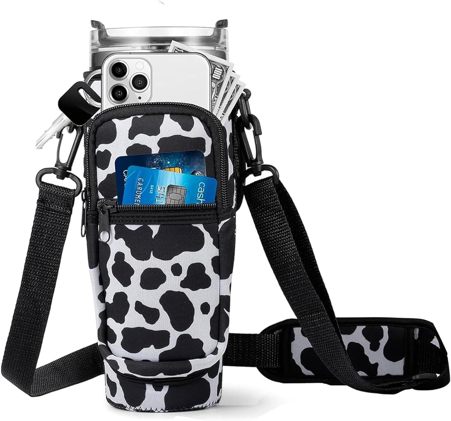 – Aputue Water Bottle Carrier Bag with Phone Pocket, Leak-Proof Neoprene Holder Pouch, Adjustable Crossbody Strap for 40oz & 30oz Tumblers, Gym, Hiking, Camping, Work Commute