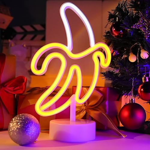 Miniatura 2 de ENUOLI Letrero de neón de plátano, luz LED de plátano, letrero de neón para decoración de dormitorio, habitación de los niños, Navidad, cumpleaños,