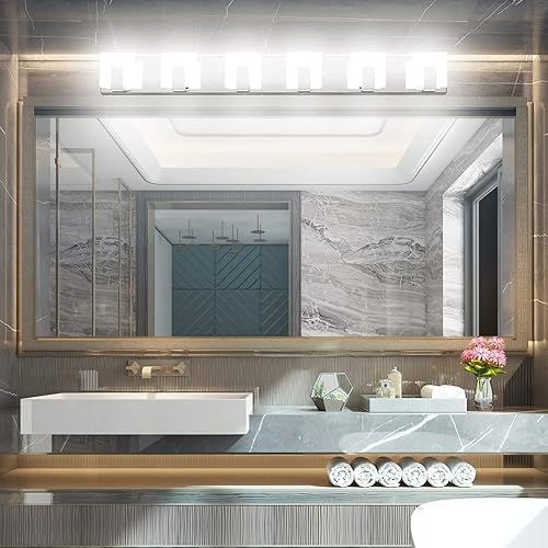 Miniatura 4 de Aipsun Moderna lámpara LED de tocador para baño, acrílico blanco esmerilado, arriba y abajo, accesorios de pared sobre espejo