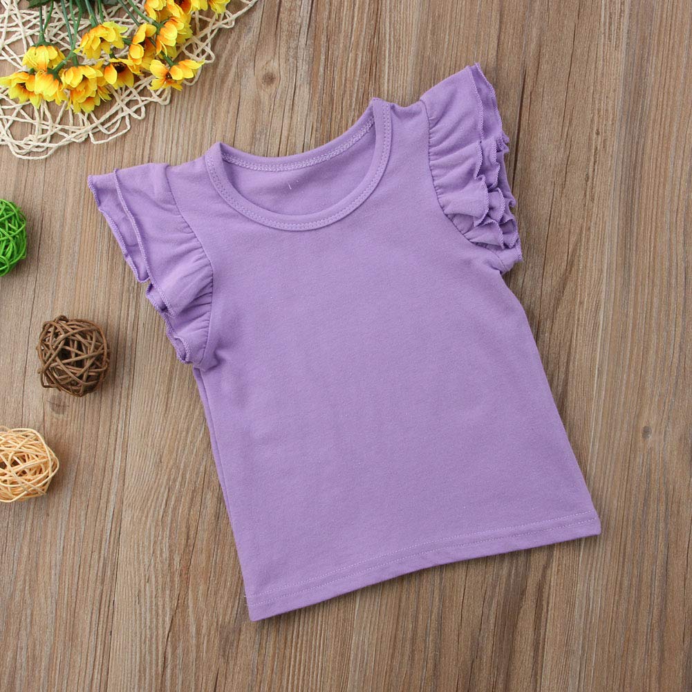 Baby Mädchen Rüschen-T-Shirt, einfarbig, Basic, Freizeitkleidung