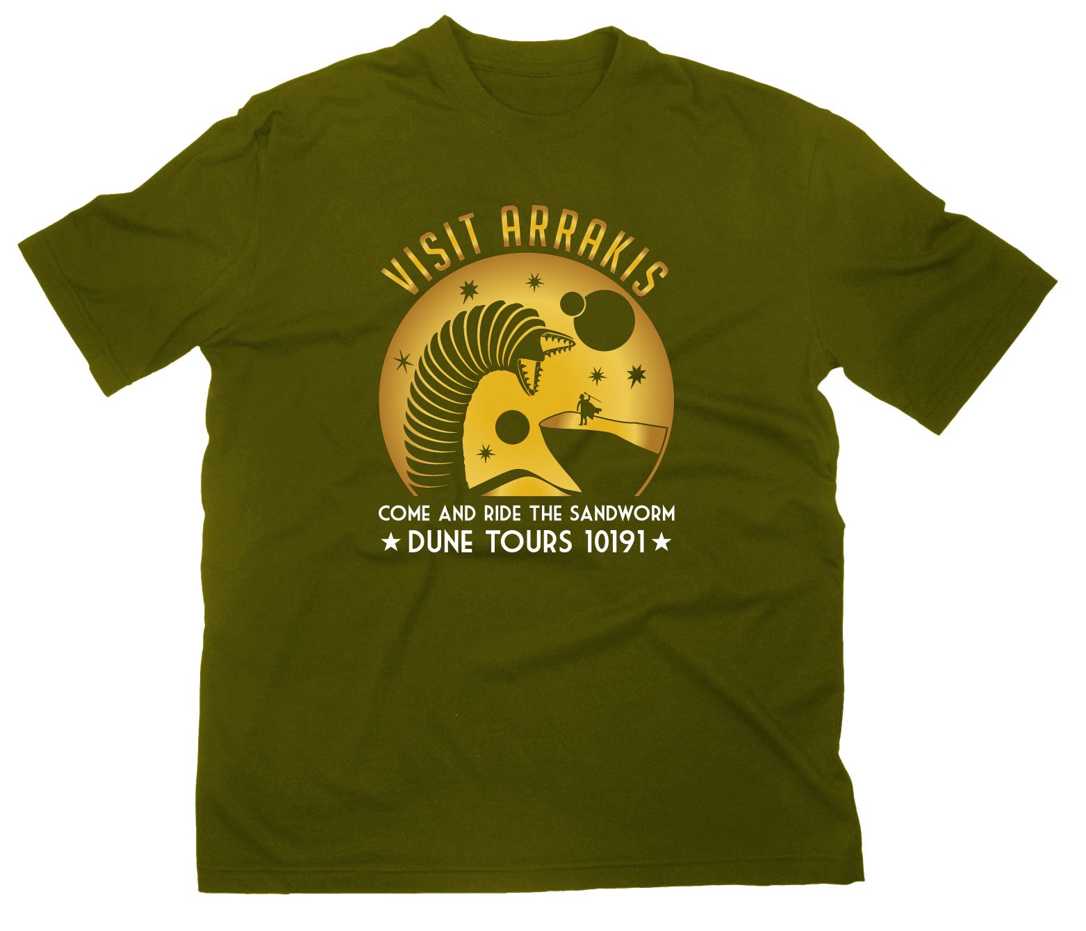 Styletex23 Men's Green Visit Arrakis T-Shirt, Xxl, Olive