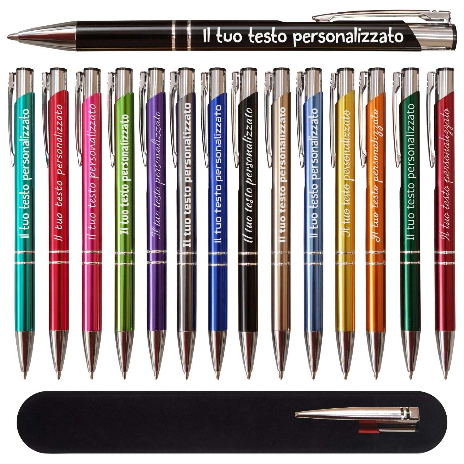 100x Penna personalizzata in metallo - Perfette come regalo personalizzato per gli ospiti di matrimoni, comunioni e compleanni, oppure come penne promozionali, Gadget Pubblicitari