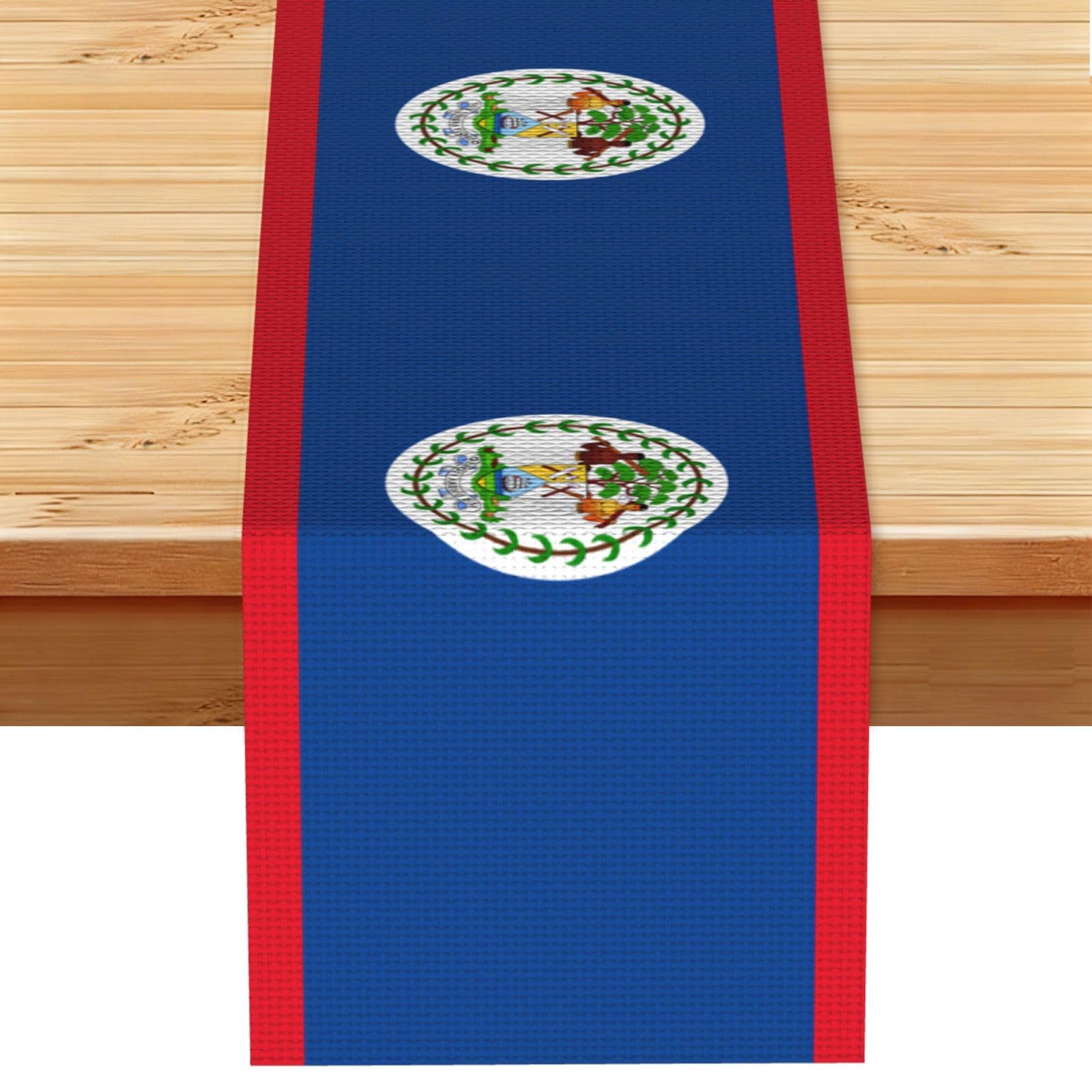 Belize Flag Table Runner 13x72 Inch Dining Decor