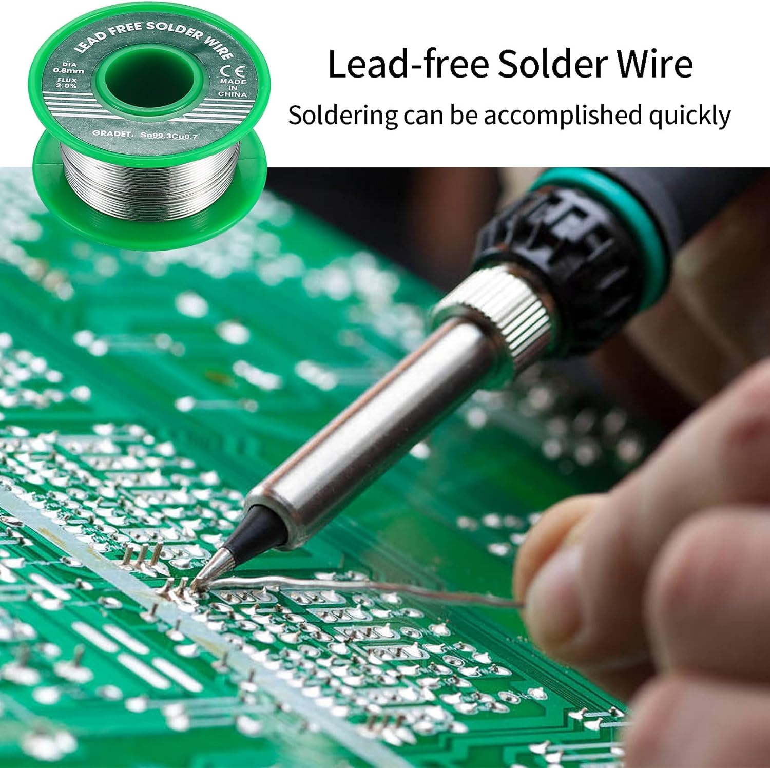 Soldeertin, 2 stuks, 0,8 mm, 30 g, soldeertin met colofoniumkern, soldeertin met flux voor reparatie en doe-het-zelvers van elektrische, elektronische soldeercomponenten