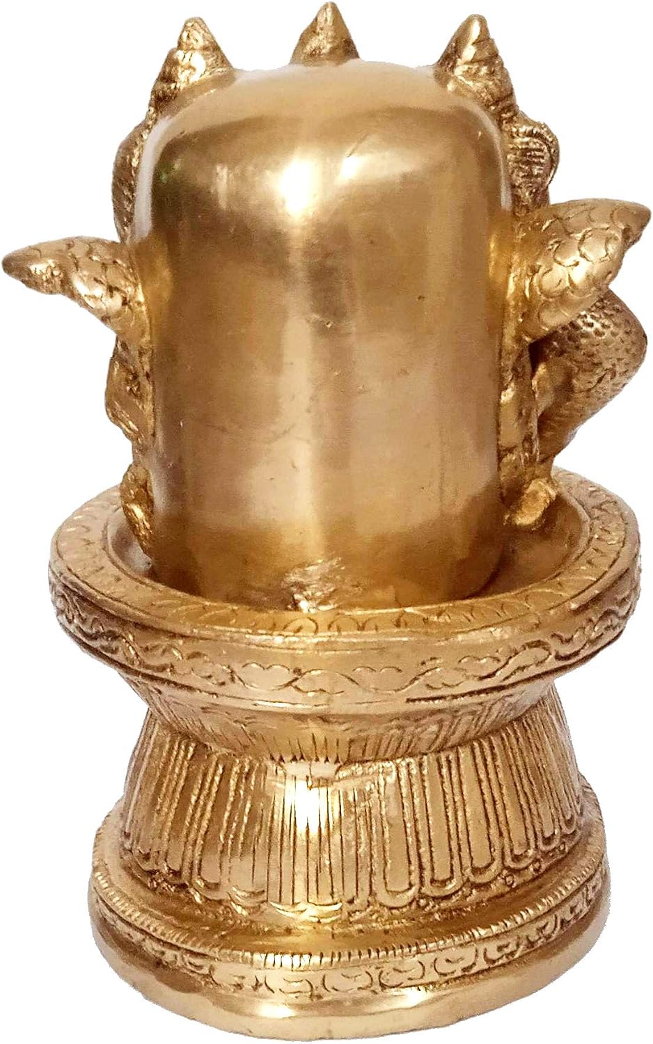 Purpledip Brass Statue Sivaling with 3 Siva Heads: Rare Collectible Idol (12276)