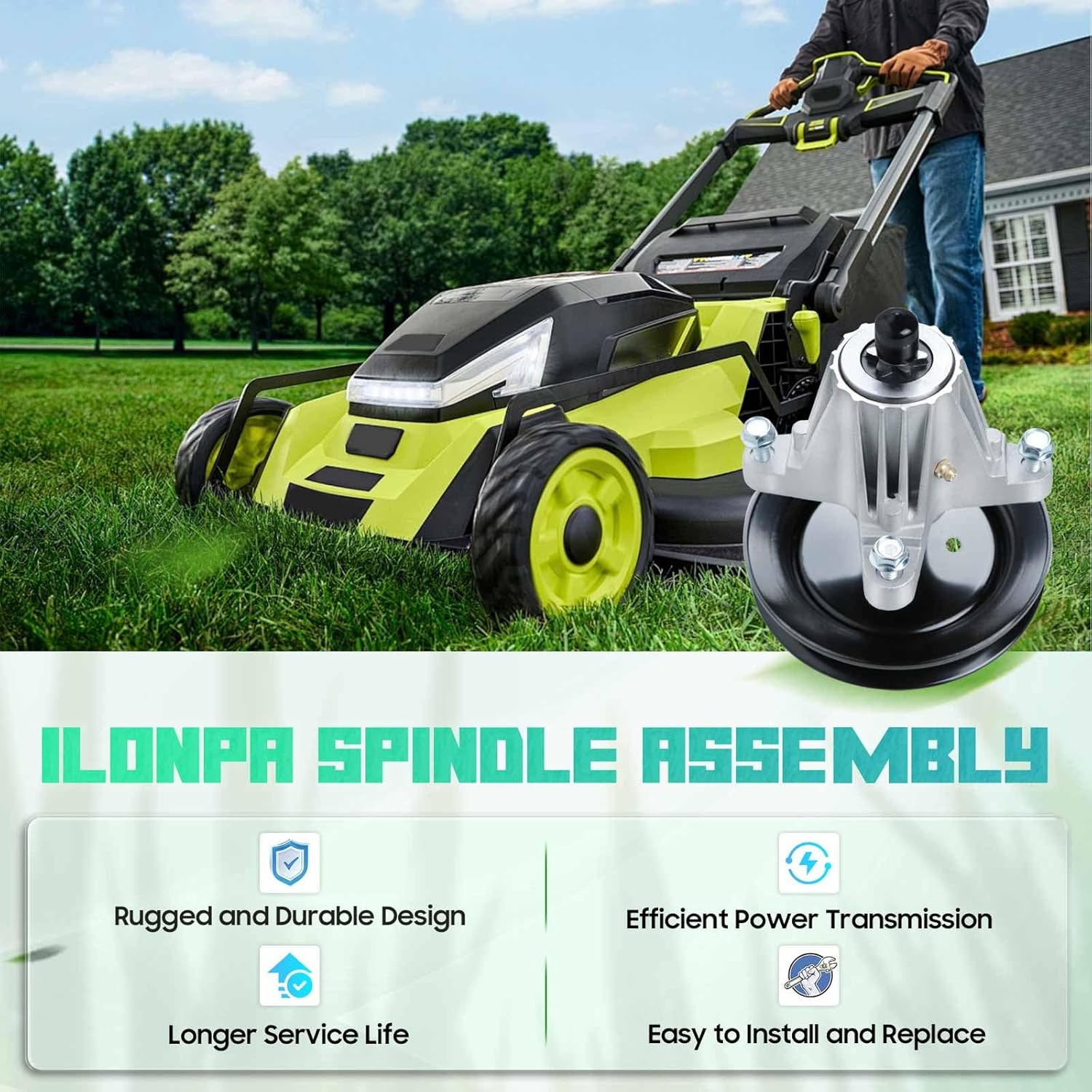 ILONPA 42 inch Deck Rebuild Kit 918-04822 Spindle Assembly Fit for Cub Cadet LTX1040 LTX1042,for Troy-Bilt/MTD/Craftsman Lawn Tractor,Include 754-04060 Belt 96.50",756-04129 Idler,742-04308 Blade