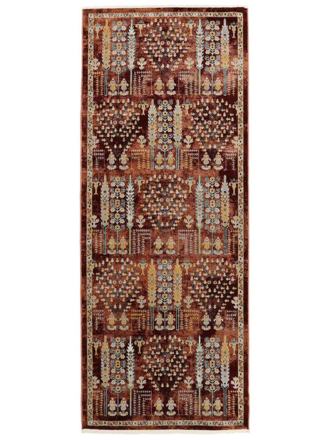 Tapis rectangulaire rouille 100x250 cm poil ras modernes lavable en machine