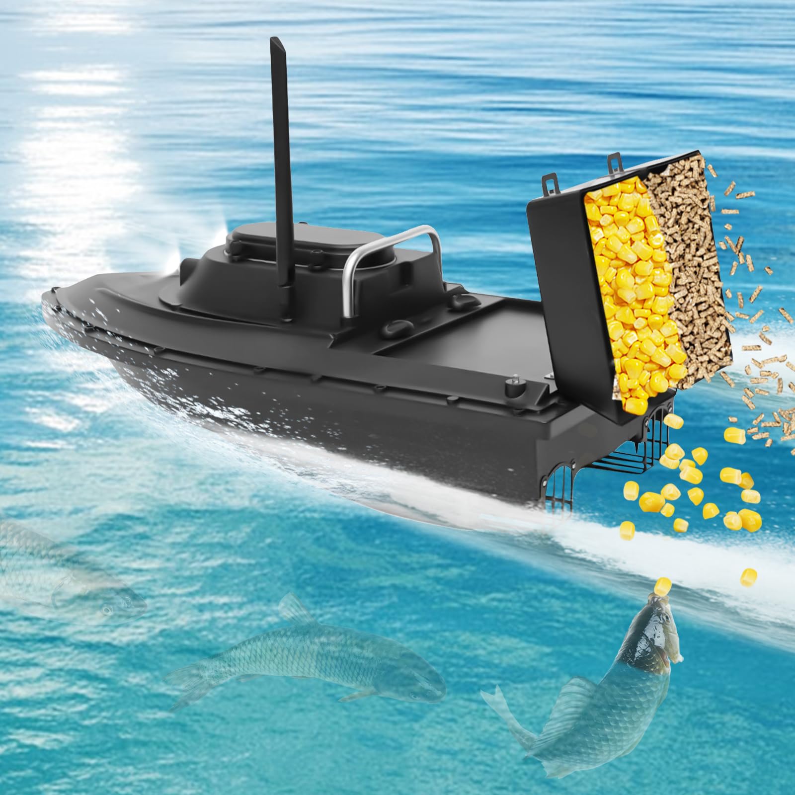 49 x 26,4 x 28,1 cm, voederboot, baitboat, visaas, boot, RC