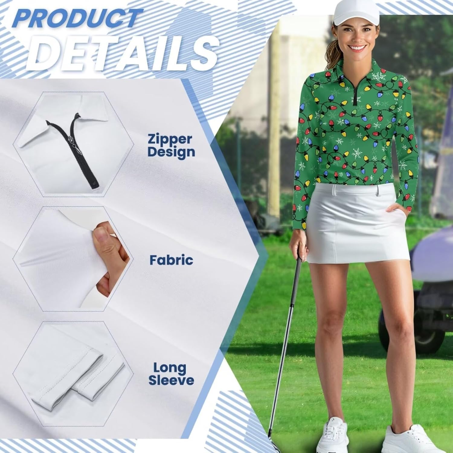 Biyejit Women Long Sleeve Golf Polo Shirts Sun Protection Summer Quick Dry Hiking Shirts Quarter Zip Pullover for Women