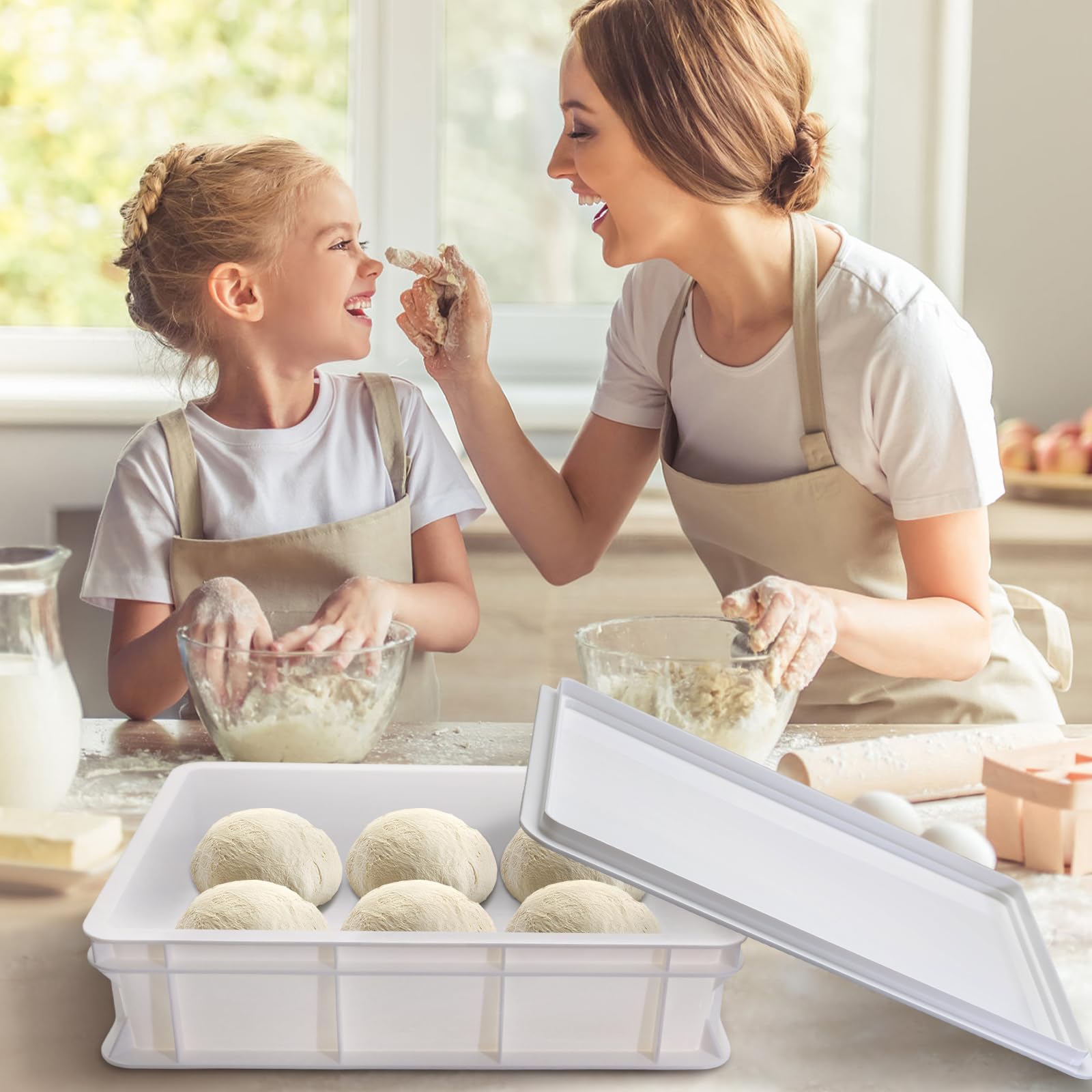 Bac à Pâton Pizza et Pain - Boîte Fermentation Pizza en plastique - Boîtes à Pétrissage avec Couvercle - Conteneur pour Levée empilable pour pizza,pain et pâte(30x40x12cm)