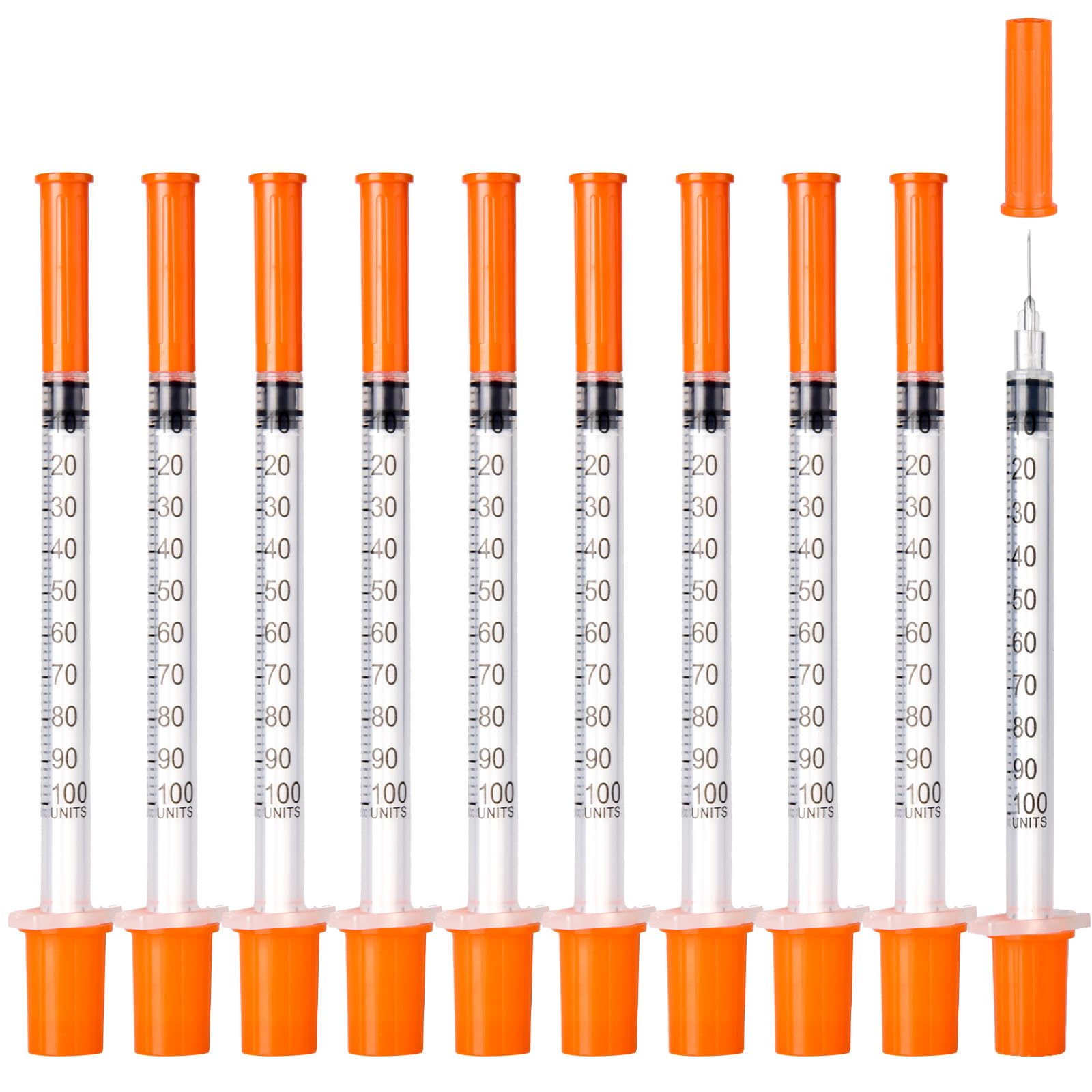U-100 Syringes, 31G 5/16" (8mm) 1ml/cc Disposable Syringe, 100PACK