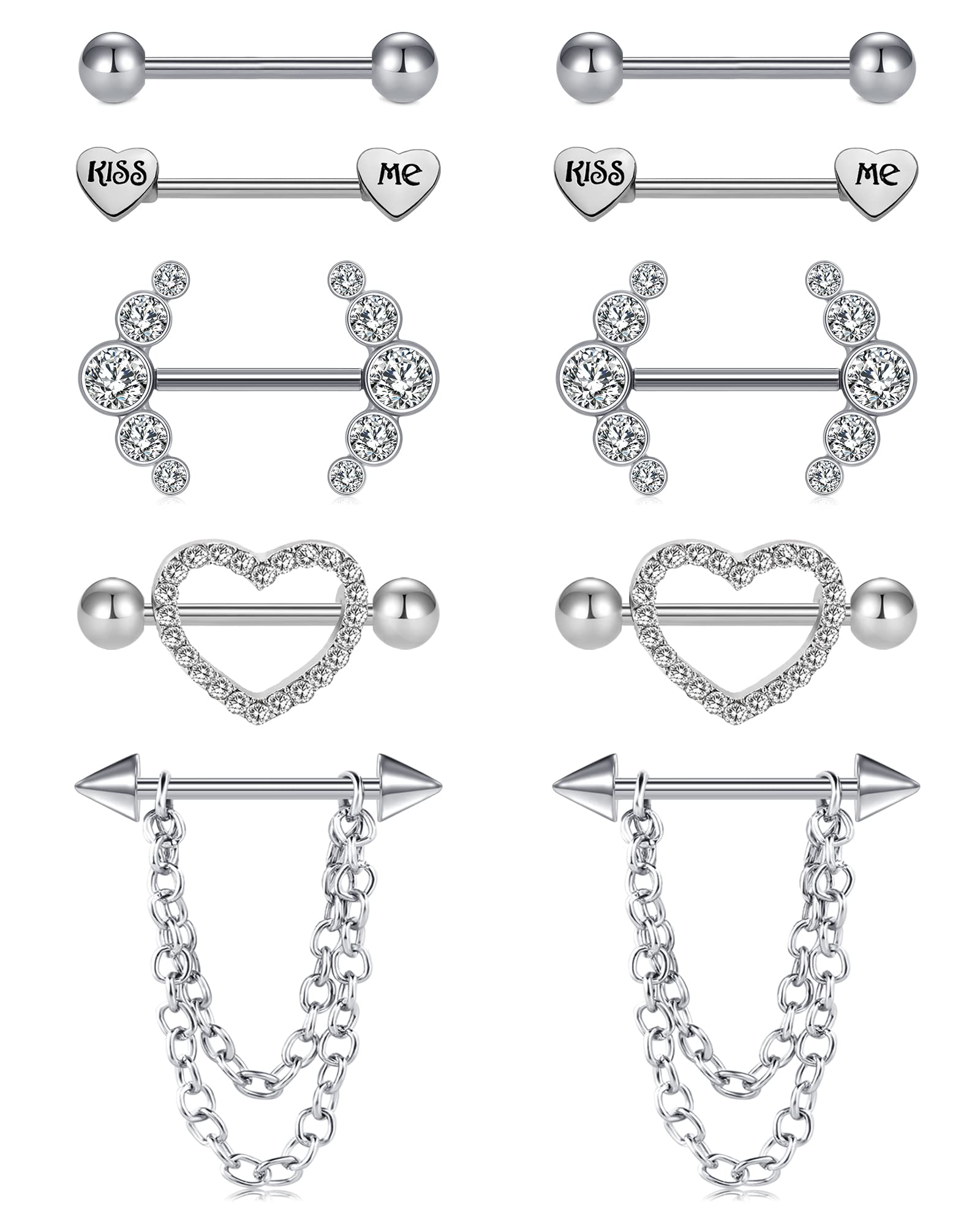 14G Nipple Bar Nipple Ring Nipple Piercing Surgical Steel Heart Opal Butterfly Cat Diamond Nippel Piercing Jewellery for Women