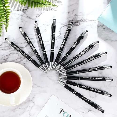 Miniatura 3 de Spakon 12 bolígrafos divertidos que se quejan, inspirador, pasivo y positivo, bolígrafo de oficina, tinta negra, lápiz táctil para colegas de