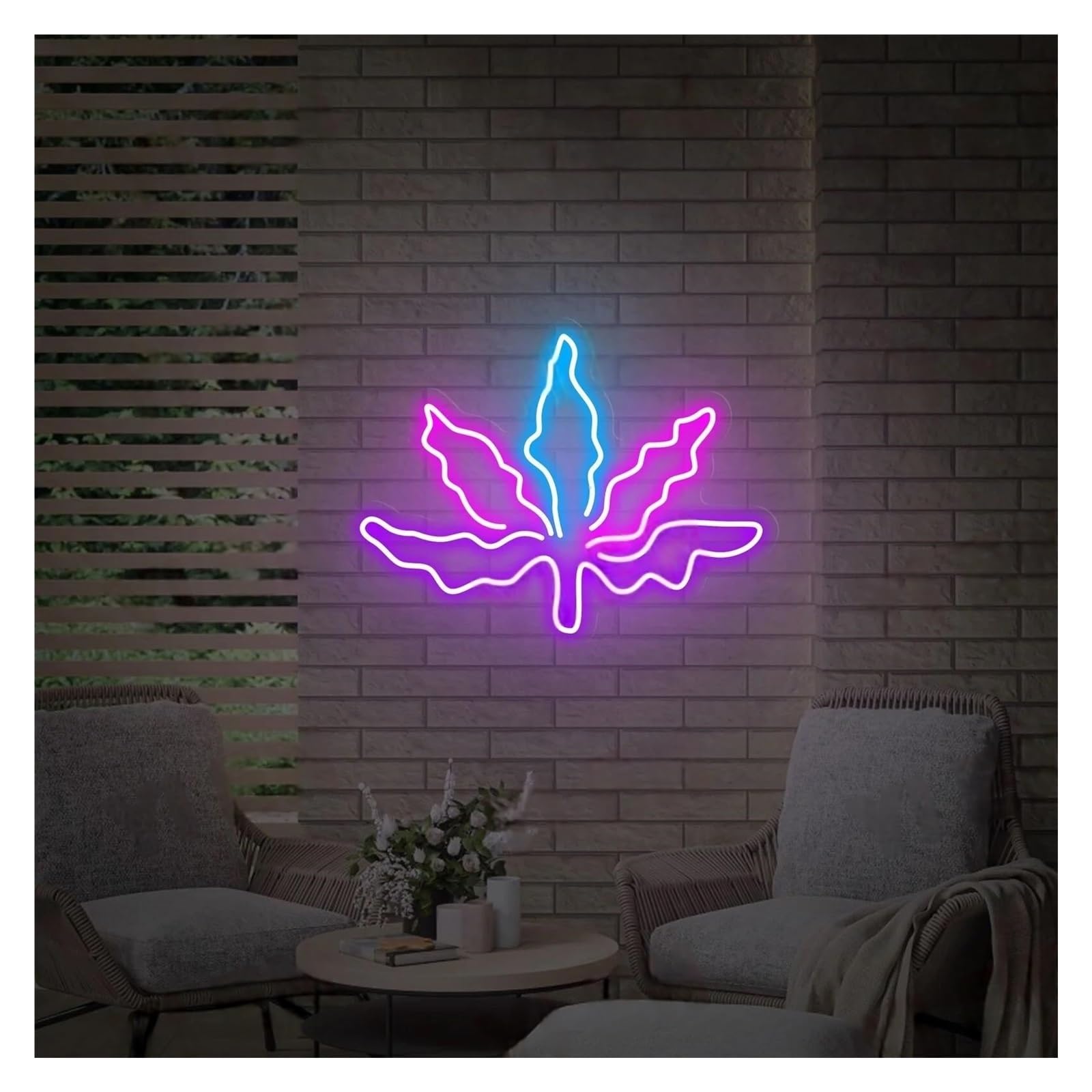LEMST Signs Lamp Needle Leaf Neon Signs USB Powered, Adjustable Brightness Neon Lights Leaf Suitable for Bistro Party Decor Commercial Light(F,55cm)
