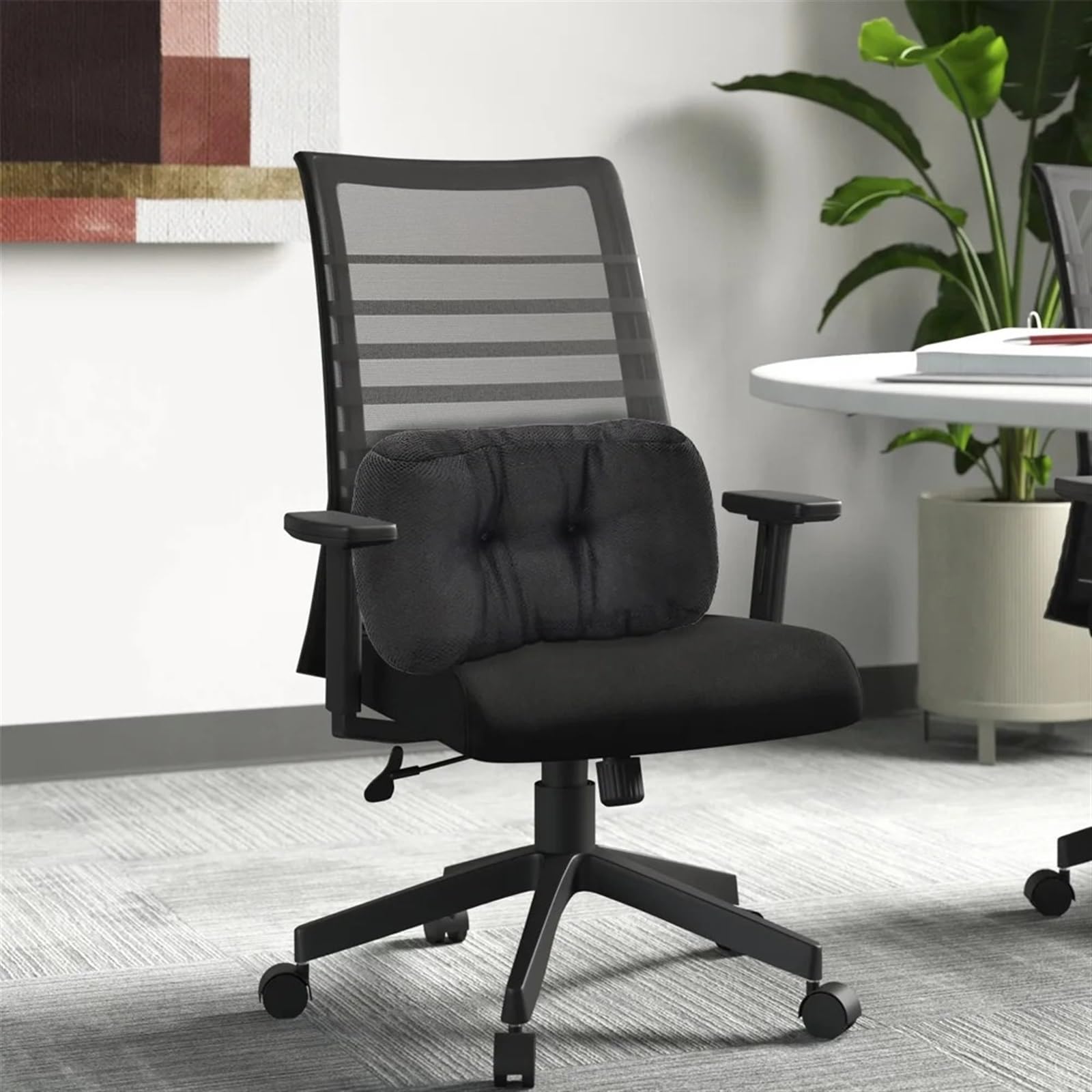 1 cojín lumbar para asiento de oficina, cojín lumbar para coche, cojín lumbar para silla, soporte de cintura, almohada para sofá (negro)