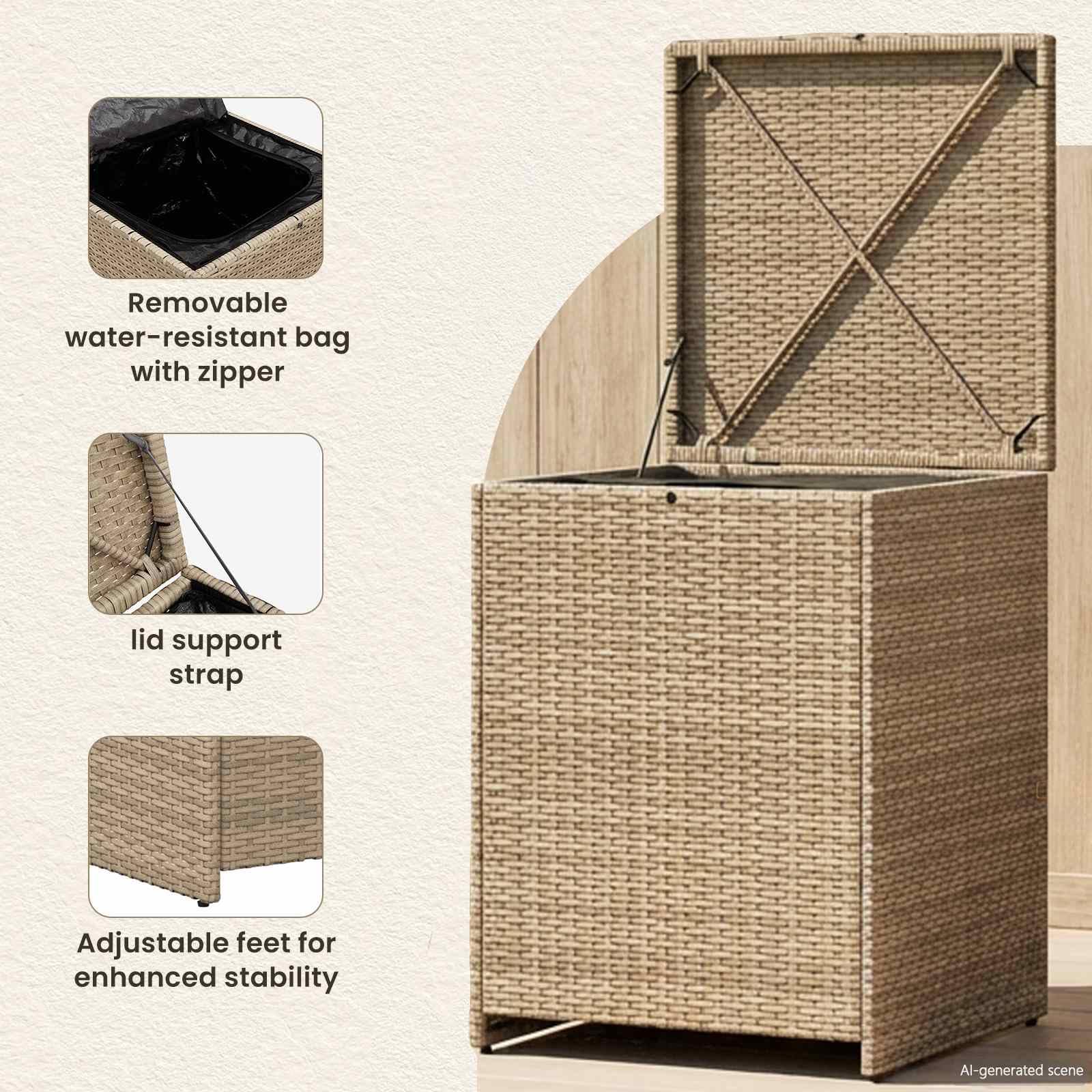 vidaXL Caja de Cojines 55 x 55 x 69 cm Acero, Almacenamiento para Sala, baúl Rectangular para Exteriores, Resistente a la Intemperie, Caja para Cojines, ratanera