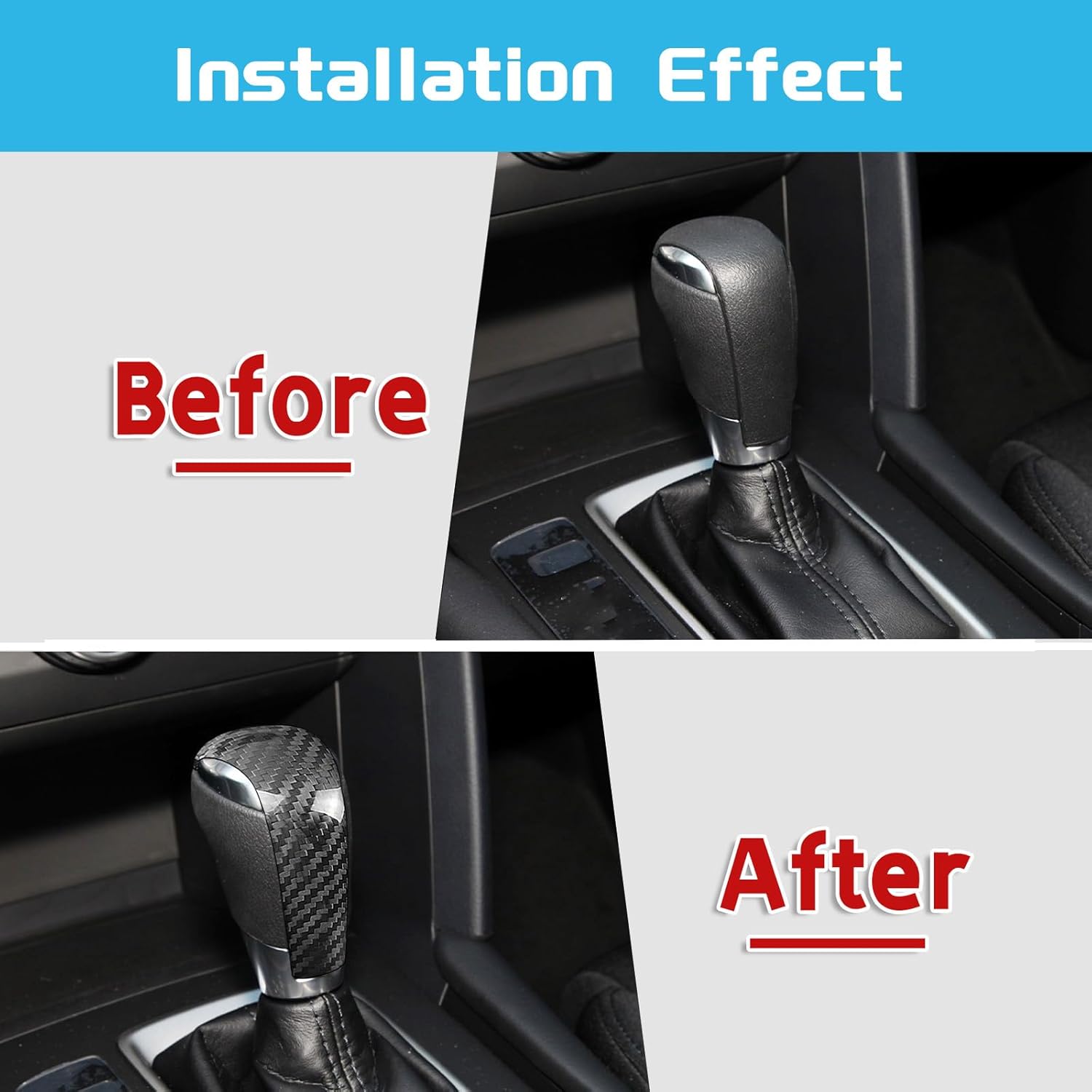 Carbon Fiber Shift Knob Cover Compatible with Mazda Atenza 6 Axela 3 CX-3 CX-4 CX-5 CX-8 Car Shifter Head Shell Insert Decoration Modification Protector (Black)