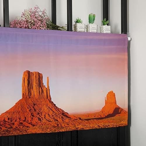 Miniatura 7 de Curtain Valances for Windows, Desert Dreamy Sunset Sundown Sky Natural Sand Building Landscape Rod Pocket Valance Window Treatments Short Curtains