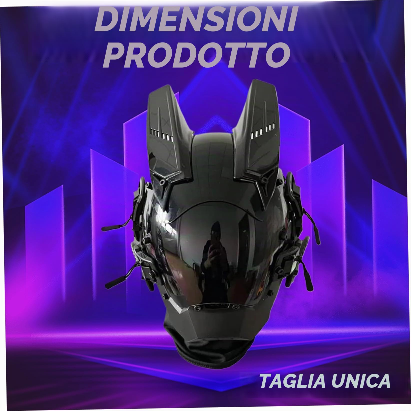 Cyber Mask - Maschera con luce LED, anti nebbia, gotica, punk, futuristica, fantascienza, per festival musicali, cosplay, feste di Halloween