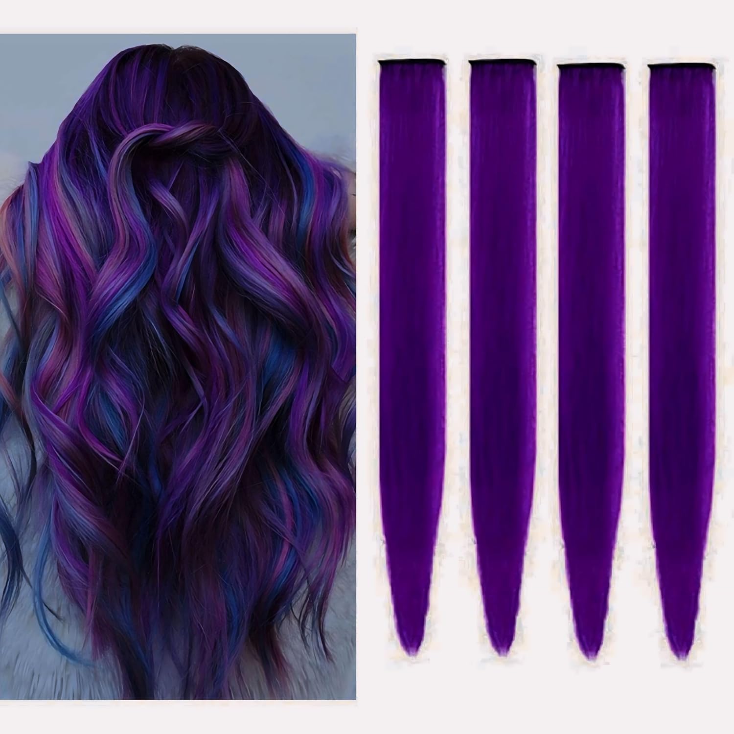Sidhav "Purple Hair Extension Clip for Women and Girls – Stylish Synthetic Color Streak for Party, Cosplay, and Everyday Hair Styling" (Pack Of 4)-image-14