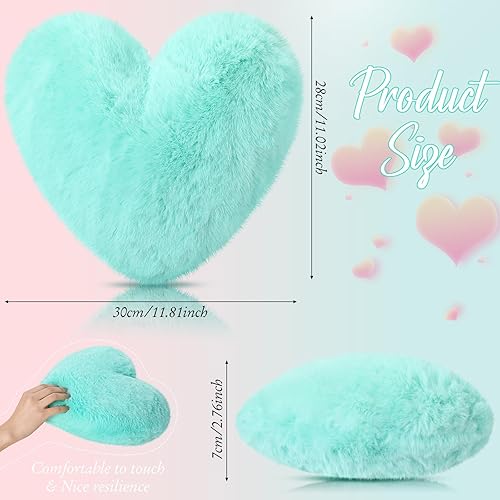 Miniatura 3 de Marsui 2 almohadas esponjosas de corazón en forma de corazón, almohada de felpa con forma de corazón, cojín decorativo de peluche para regalo de