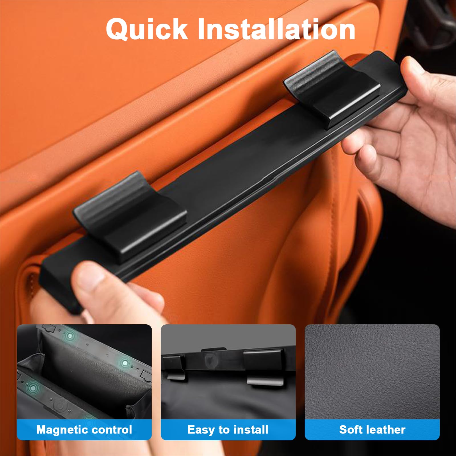 Cestino per Auto in Pelle PU, Pattumiera Auto Piegevole con 12 Sacchetti,Installazione Facile su Sedile e Portiera, Per SUV, Camion, Accessori Auto Interni