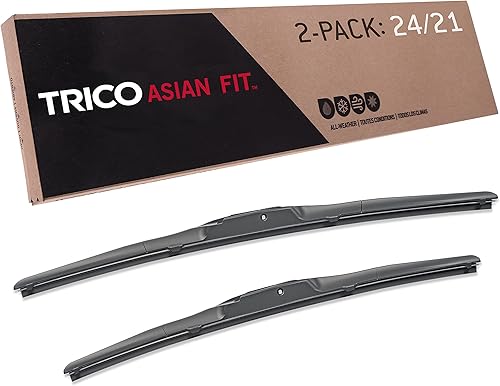 TRICO Solutions Asian Fit - Paquete de 2 limpiaparabrisas de repuesto para automóviles de alto rendimiento de 24 y 21 pulgadas (57-2421)