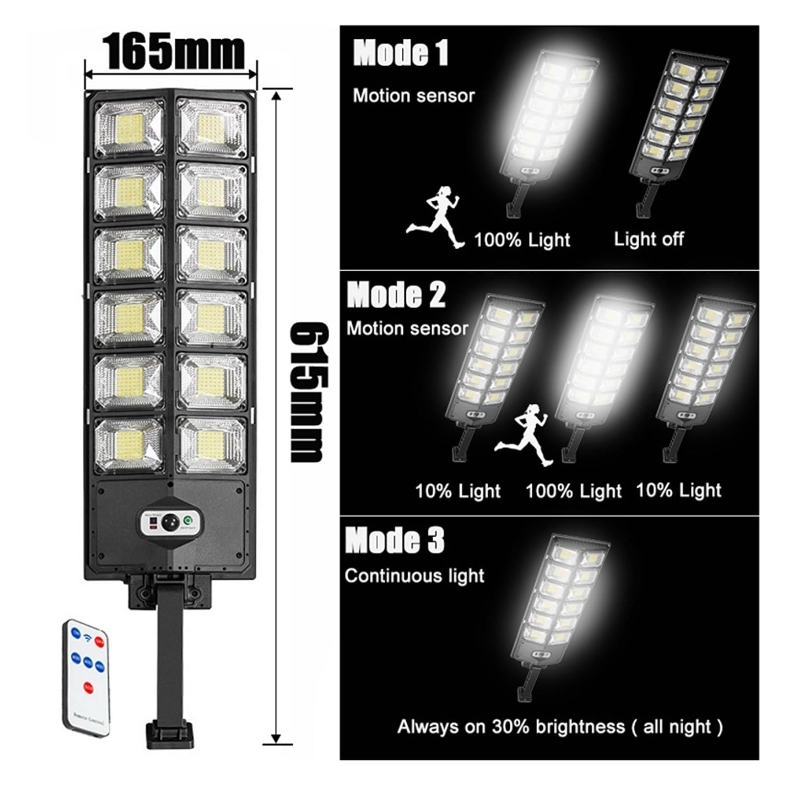 Farola solar Luces solares for exteriores de 12000 lúmenes, iluminación LED impermeable for jardín, calle, paisaje, balcón, Sensor de movimiento, lámparas de pared solares Brillo ultra alto durante to