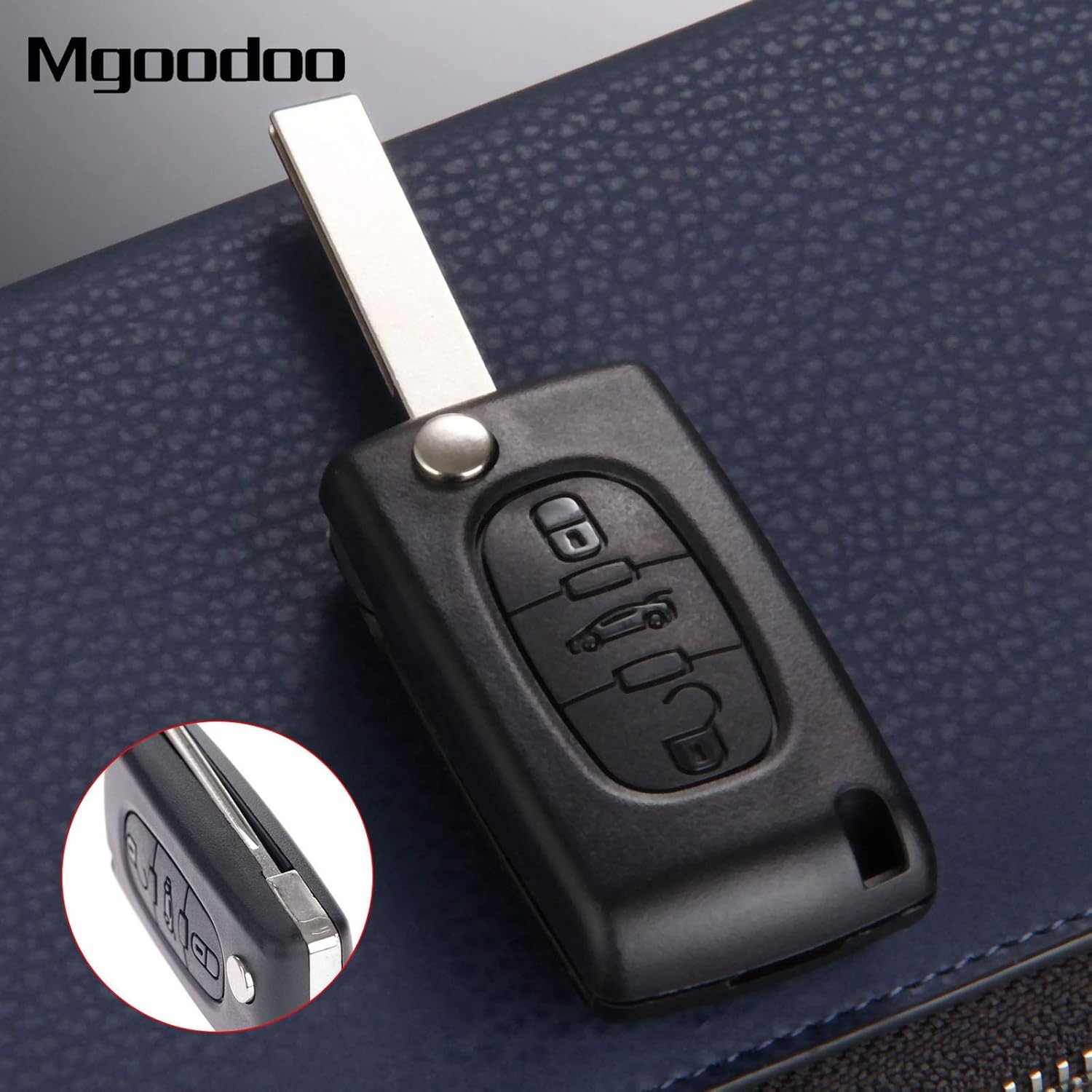3 Buttons Flip Folding Remote Key Shell Case ForPeugeot