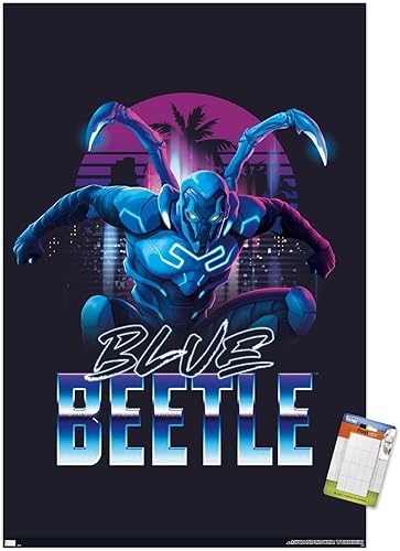 Trends International DC Comics Movie Blue Beetle - Póster de pared de ciudad, 22.4 pulgadas de largo x 14.7 W, paquete de póster y montaje prémium