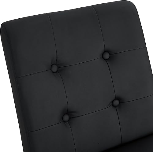 Miniatura 9 de Juego de 2 sillas de comedor, modernas sillas de comedor sin brazos con asiento tapizado de piel sintética suave y respaldo alto con patrón de