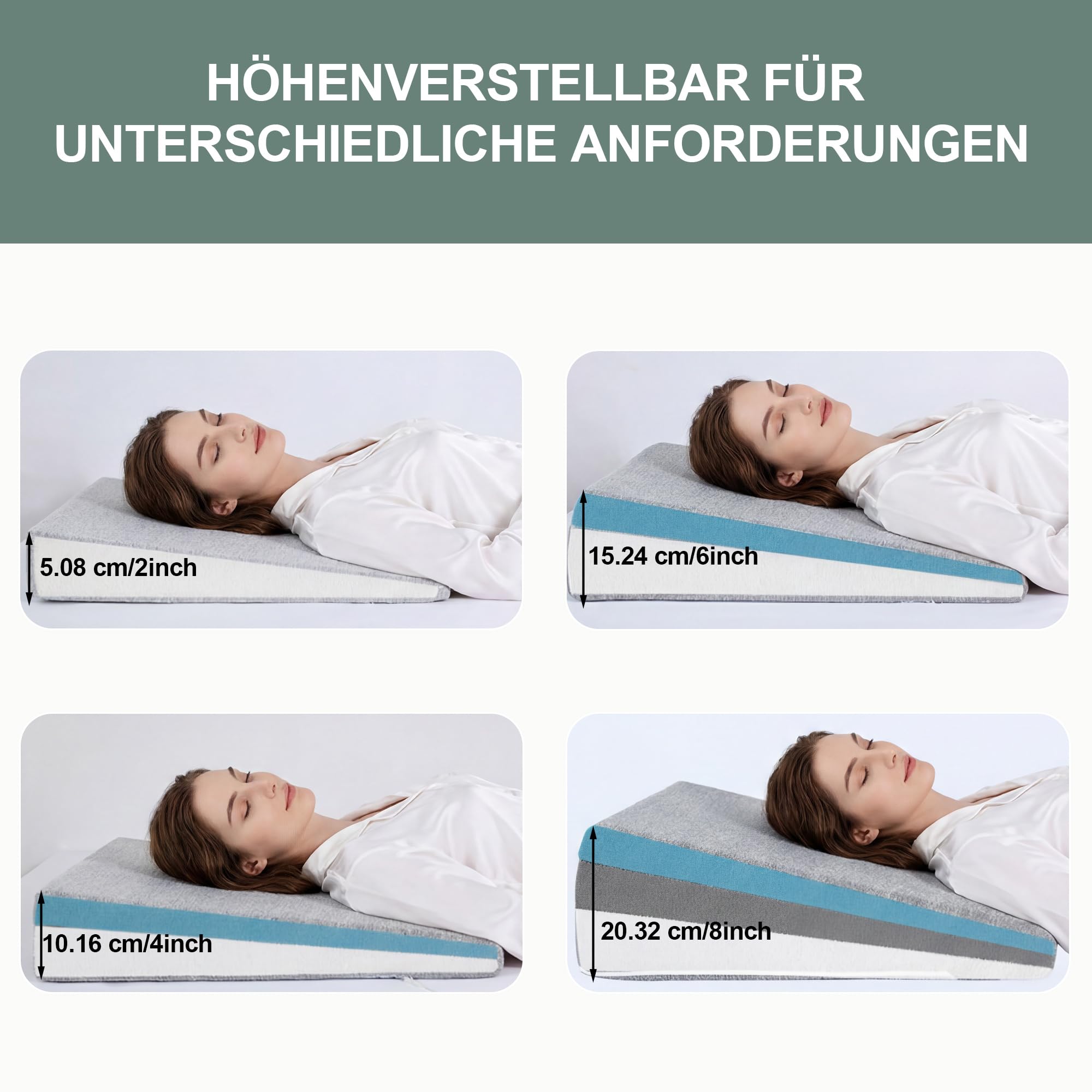 Almohada de espuma viscoelástica, cojín de apoyo ajustable | Almohada ajustable en cuña para dormir y leer, almohada para elevar las piernas, espalda y cuello